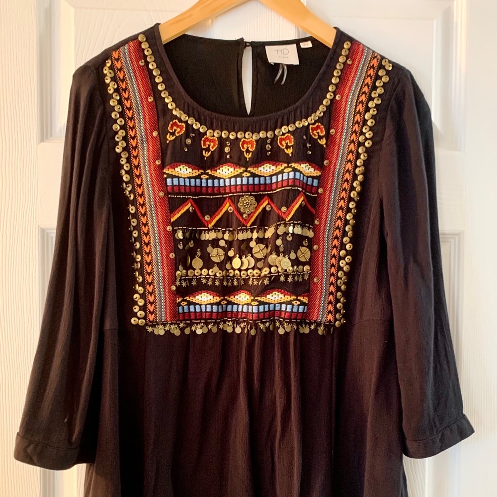 HD in Paris Anthropologie beaded boho top size 8
